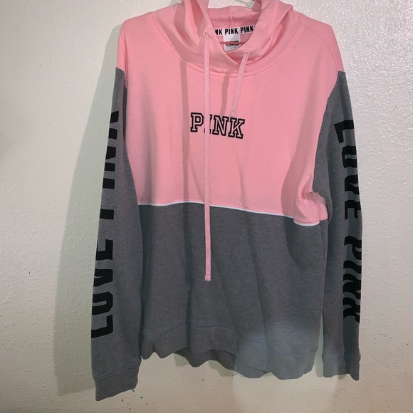 PINK Victoria's Secret Sweaters - PINK Pullover Hoodie Pink/Gray